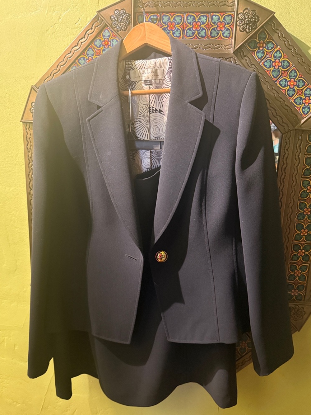 Tahari Navy Tailored Blazer with Matching Skirt